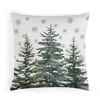 Pillow Covers, Watercolor Pine Trees Print Cushion Case for Chair Decor