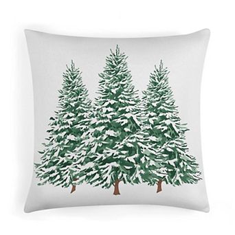 1 pc Soft Pillow Cases, Watercolor Green Pine Trees Print Cushion Case for Chair Decor