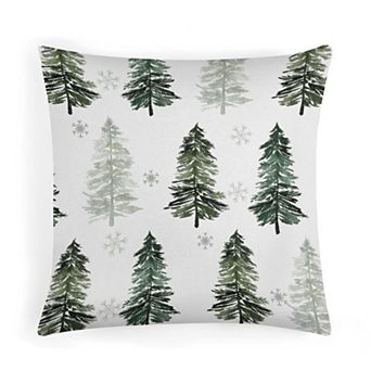 Watercolor Pine Tree Pattern Throw Pillow Covers, Soft Velvet Throw Pillow Cases for Office