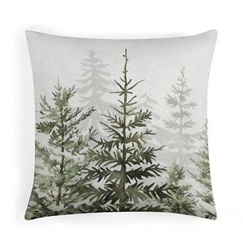 Watercolor Misty Pine Forest Pillow Cases, Soft Velvet Throw Pillow Cases for Home