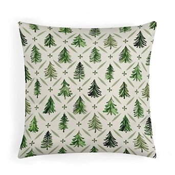 1 pc Soft Throw Pillow Covers, Watercolor Pine Tree Pattern Print Cushion Case for Indoor Decor