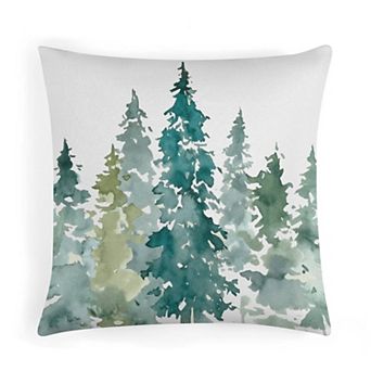 1 pc Soft Pillow Covers, Watercolor Pine Tree Forest Print Cushion Case for Chair Decor