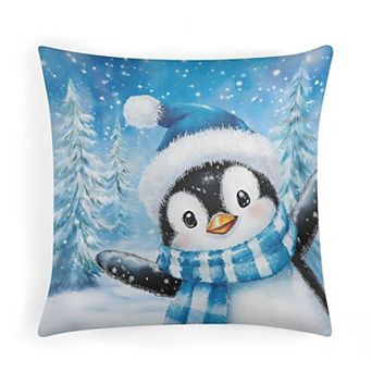 Decorative Throw Pillow Covers, Soft Cute Winter Penguin Throw Pillow Cases for Farmhouse Decor