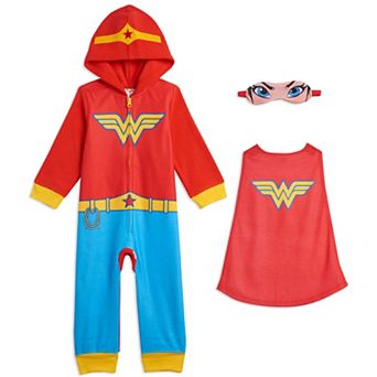 DC Comics Justice League Wonder Woman 3 pc Cosplay Hooded Onesie Pajama Set