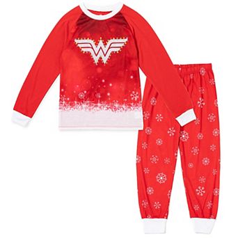 DC Comics Justice League Wonder Woman Holiday 2 pc Long Sleeve Pajama Set
