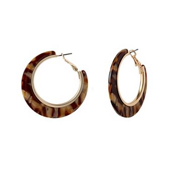 Jessica Simpson Hoop Earrings for Women Gold-Tone, Earth-Toned Hoops (M)