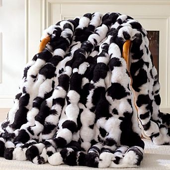 Plush Faux Fur Throw Blanket 1000gsm Soft Bubble Couch Decor