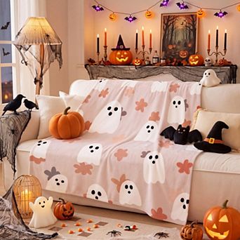 Soft Fleece Patchwork Throw Blanket Floral Design Plush Cozy