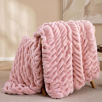 Luxury Faux Rabbit Fur Fluffy Throw Blanket Ultra Soft Cozy