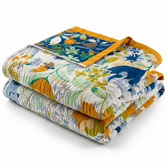 100 Percent Cotton Boho Jacquard Floral Quilted Blanket