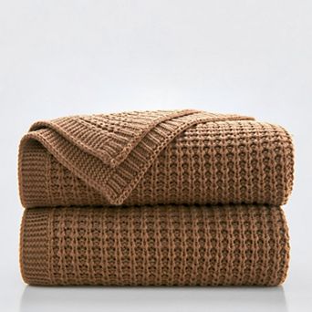 Knit Throw Blanket Cozy Reversible Soft Warm