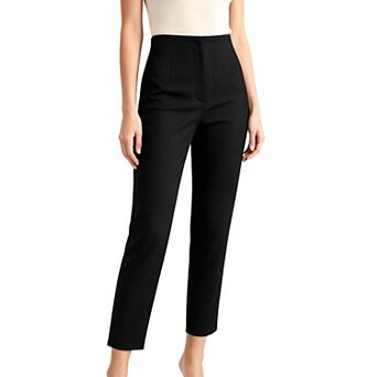 Women Cropped Straight Leg Dress Pants High Waisted Slim Work Business Casual Pants Office Trousers