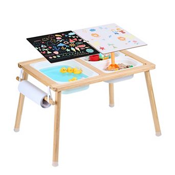 Sensory Table for Toddlers with 3 Storage Bins and Double Sided Board