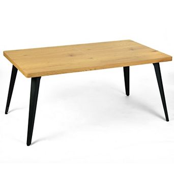Homy Casa 62.9" Rectangular Dining Table for 4-6 with Wood-Look Top and Metal Legs