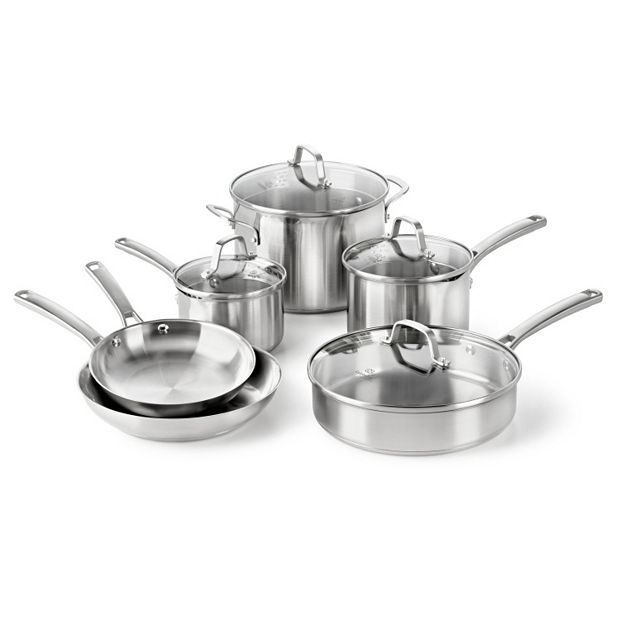 Calphalon Classic Pots and Pans Set, 10 Piece Cookware Set with No