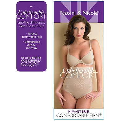 Naomi & Nicole Firm Control Shapewear Unbelievable Comfort Hi Waist Brief 775