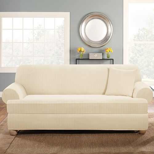 Sure Fit Stretch PinStriped 2pc. TCushion Sofa Slipcover