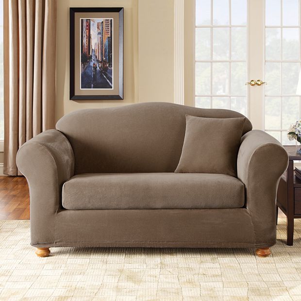 Stretch pique three piece sofa outlet slipcover