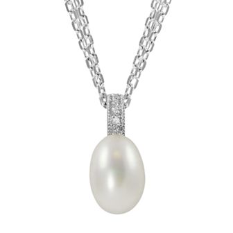 PearLustre by Imperial Sterling Silver Freshwater Cultured Pearl and Diamond Accent Pendant