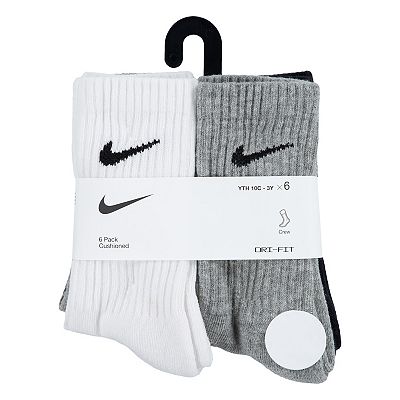 Kids Nike 6 Pack Dri FIT Performance Crew Socks