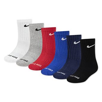 Kids Nike 6-Pack Dri-FIT Performance Crew Socks