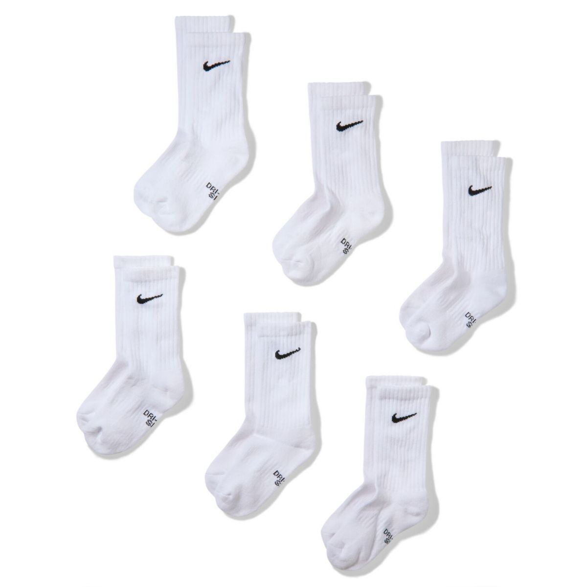 Kids Nike 6-Pack Dri-FIT Performance Crew Socks