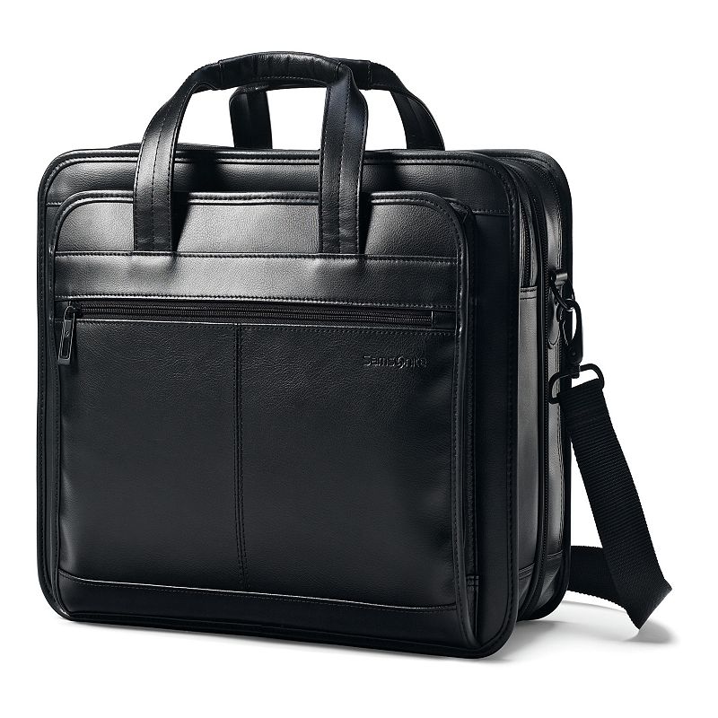 Samsonite Classic Leather File Laptop Briefcase, Size: Cmptr Case, Black Keep your essentials within arms reach with this Samsonite Classic expandable laptop briefcase. In black. Padded laptop walls protect your notebook computer SmartPocket design slides over an upright's handle Two front pockets organize all your essentials Expandable design allows for additional storage space Padded removable shoulder strap provides comfort Genuine leather construction offers lasting use 12.25 H x 16.75 W x 7.25 D Weight: 3.5 lbs. Holds most laptops with a 15.6-in. screen Leather Zipper closures Manufacturer's 10-year limited warrantyFor warranty information please click here Model no. 43118-1041 WARNING: This product can expose you to chemicals including Di(2-ethylhexyl)phthalate (DEHP), which is known to the State of California to cause cancer and birth defectsor other reproductive harm. For more information go to www.P65warnings.ca.gov. Size: Cmptr Case. Gender: unisex. Age Group: adult.