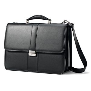 Samsonite Classic Leather Flap Laptop Briefcase