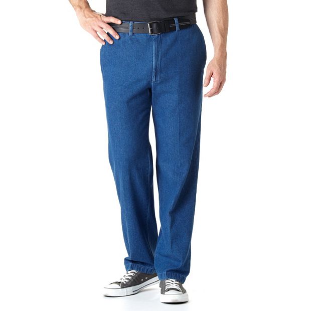 Jeans Expandable Waist Haggar Denim Blue Pants For Men For Sale