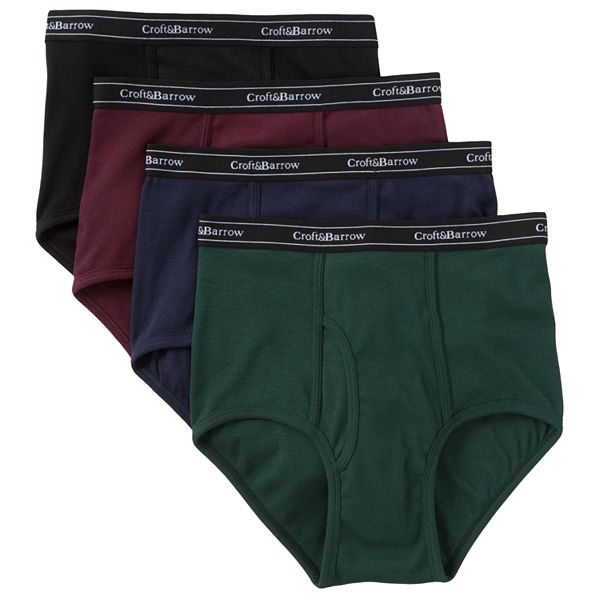 Men's Croft & Barrow 6-pack Solid Full-Cut Briefs 100% Cotton Underwear -  Blue