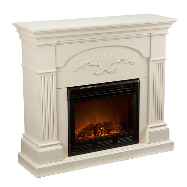 Sicilian Electric Fireplace, Southern Enterprises Tennyson Electric Fireplace With Bookcase In Ivory