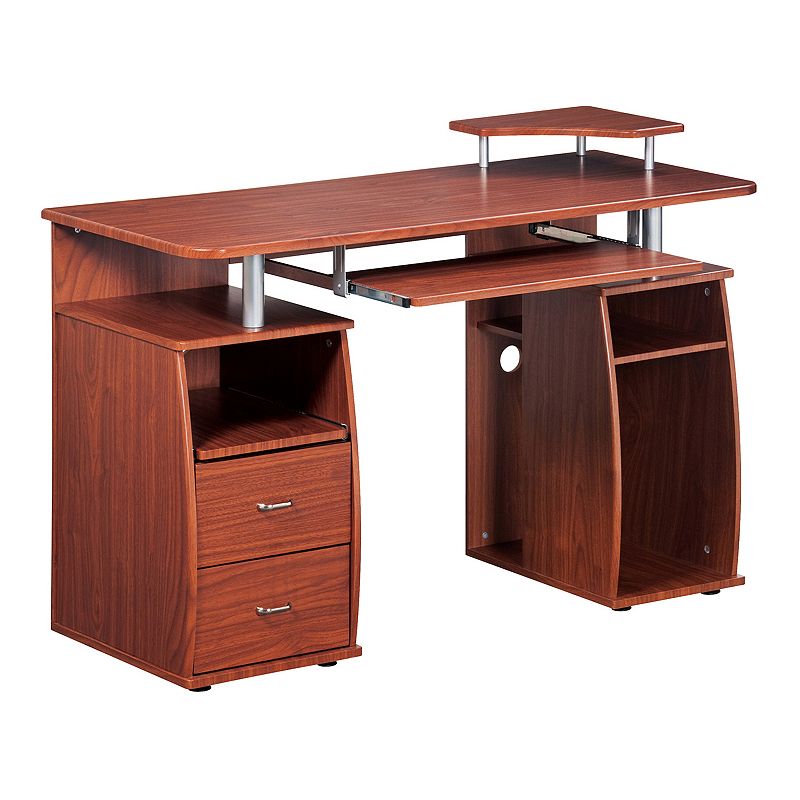 Techni Mobili Mahogany Computer Desk, Brown, Furniture