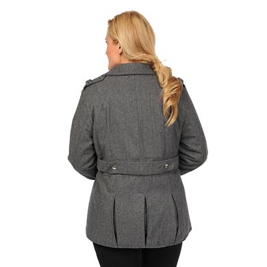 Plus Size Excelled Military Wool Blend Peacoat