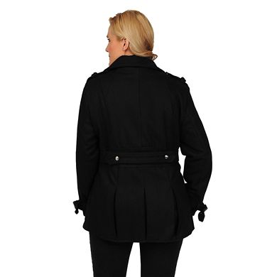 Plus Size Excelled Military Wool Blend Peacoat