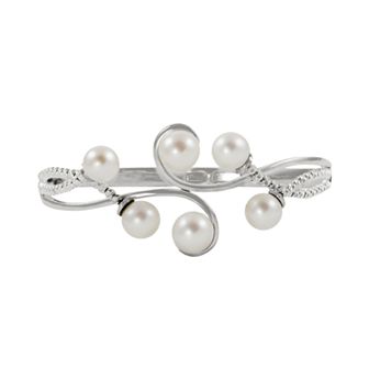 PearLustre by Imperial Sterling Silver Freshwater Cultured Pearl Bead Bangle Bracelet