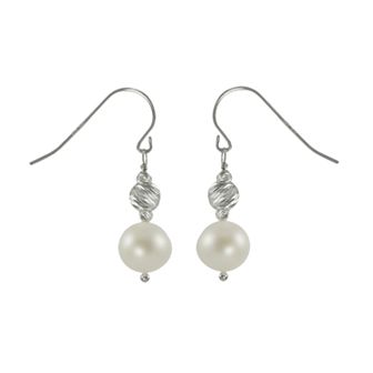 PearLustre by Imperial Sterling Silver Freshwater Cultured Pearl Bead Drop Earrings