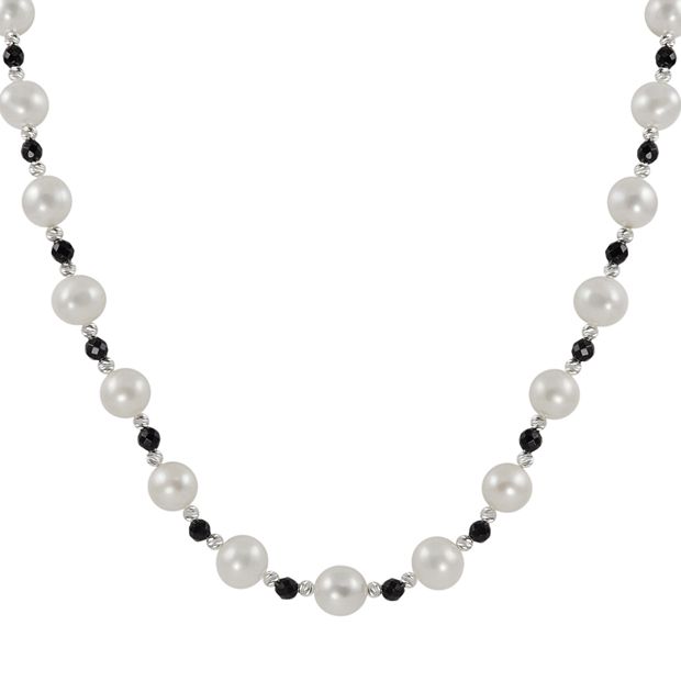 Sterling Silver Onyx & Freshwater Pearl hotsell Necklace