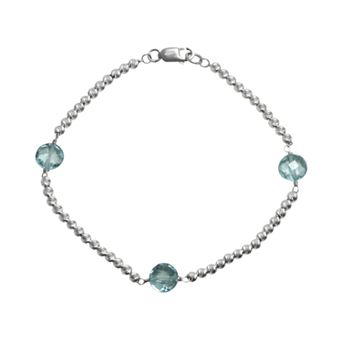 PearLustre by Imperial Sterling Silver Blue Topaz Bead Bracelet