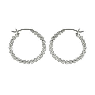 PearLustre by Imperial Sterling Silver Bead Hoop Earrings