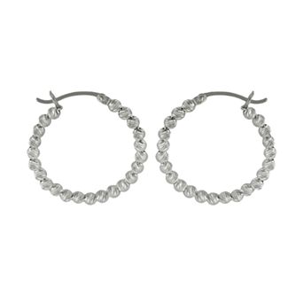 PearLustre by Imperial Sterling Silver Bead Hoop Earrings