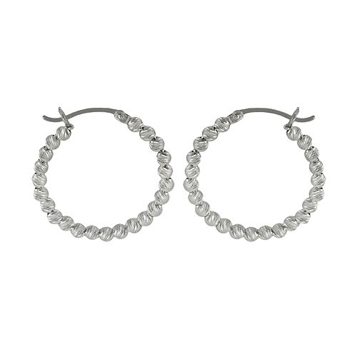 Sterling Silver Bead Hoop Earrings