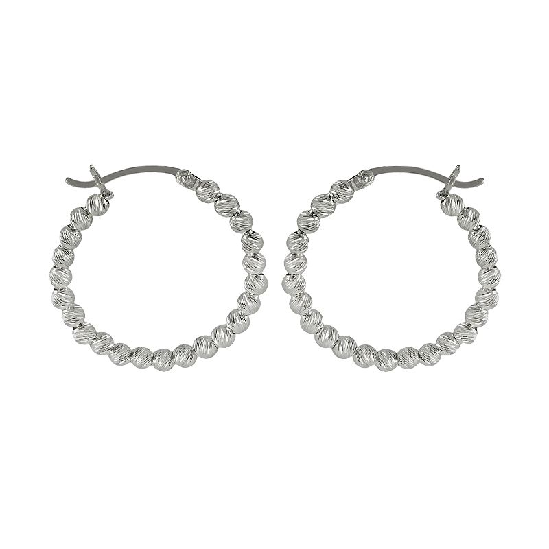 Sterling Silver Bead Hoop Earrings, Womens, Grey