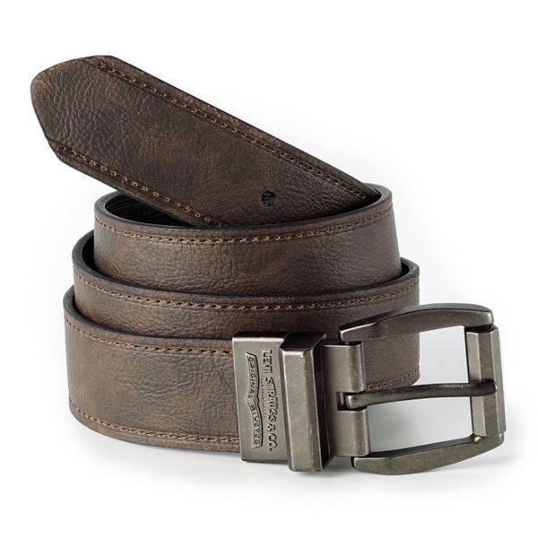 Levi's Men's Casual Center Stitched Reversible Belt - Medium