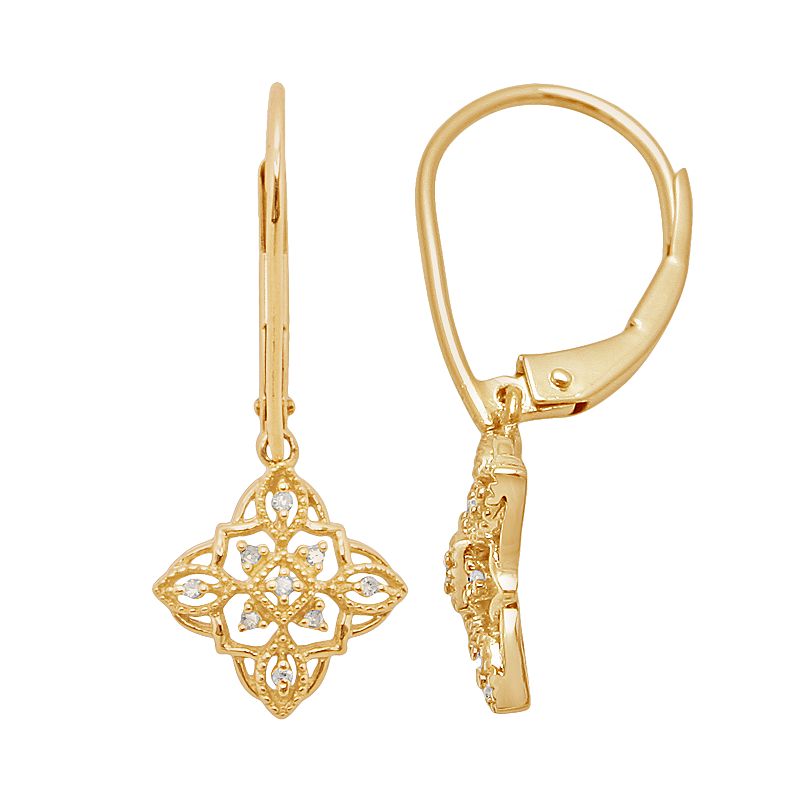 10k Gold Diamond Accent Drop Earrings, Womens, Yellow