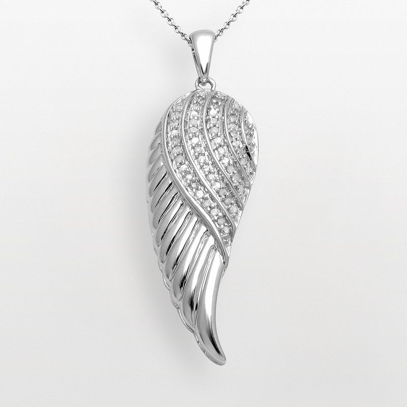 Sterling Silver 1/10-ct. T.W. Diamond Angel Wing Pendant, Womens, Size: 1