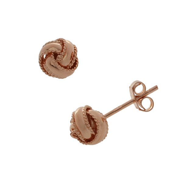 14k Rose Gold Over Silver Love Knot Stud Earrings