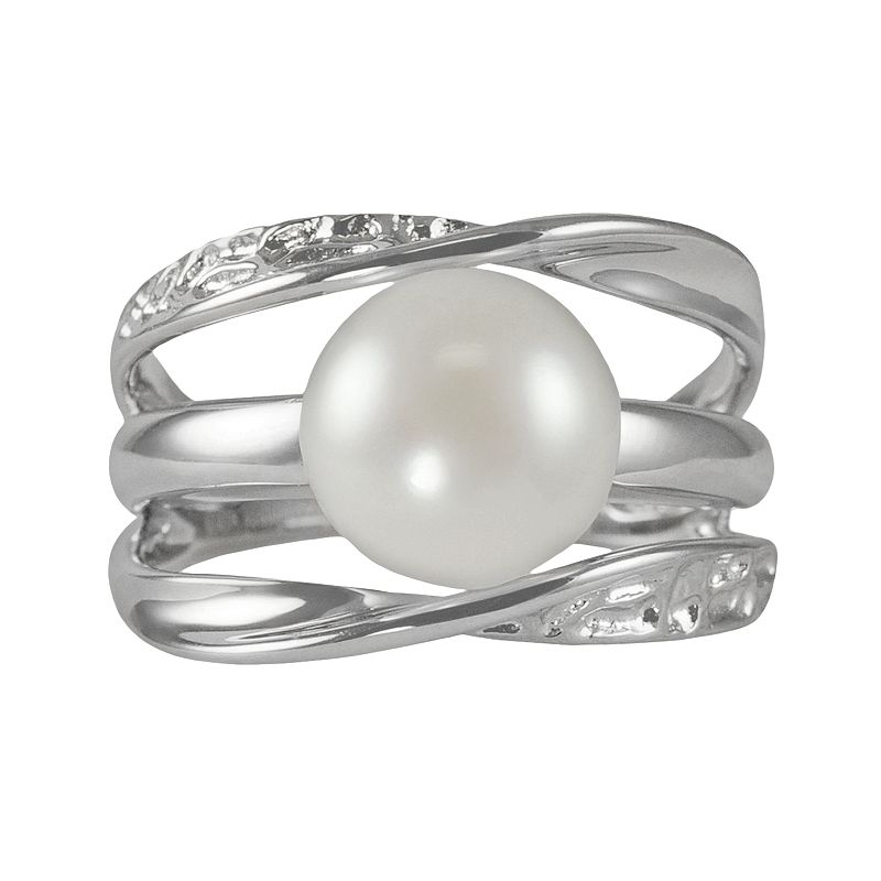 Sterling Silver Freshwater Cultured Pearl Galaxy Ring, Womens, Size: 8, Wh