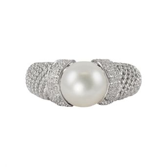 PearLustre by Imperial Sterling Silver Freshwater Cultured Pearl Textured Ring