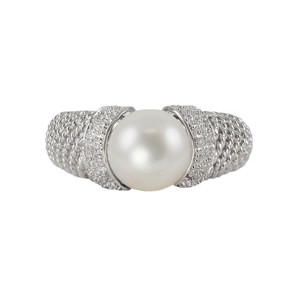 Sterling Silver Freshwater Cultured Pearl Textured Ring