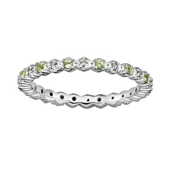 Stacks & Stones Sterling Silver Peridot & Diamond Accent Stack Ring